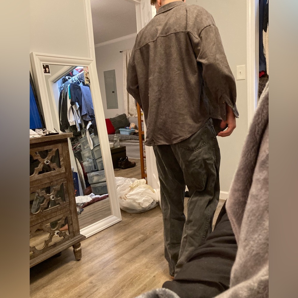 faded grey jeans and the corduroy jacket or both as an outfit